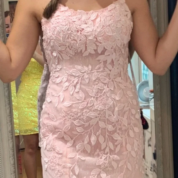 sachin and babi light blue dress Dusty Pink V Neck Lace Cheap Short Homecoming Dresses Online, BDY0267   mybestbridal